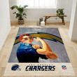 Los Angeles Chargers Bolt Nfl Logo Area Rug For Gift Living Room Rug Christmas Gift US Decor Indoor Outdoor Rugs