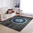 Seattle Mariners Mlb Team Logo Grey Wooden Style Style Nice Gift Home Decor Rectangle Area Rug Indoor Outdoor Rugs