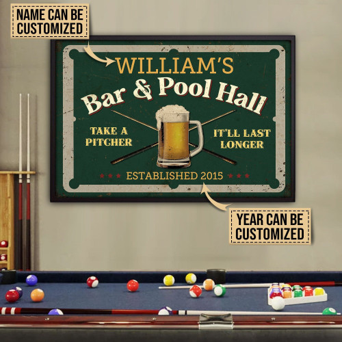 Personalized Bespoke Custom Meaningful Gift Billiard Bar And Pool Hall Last Longer s Poster Canvas Art, Toptrendygear Framed Matte Canvas Prints