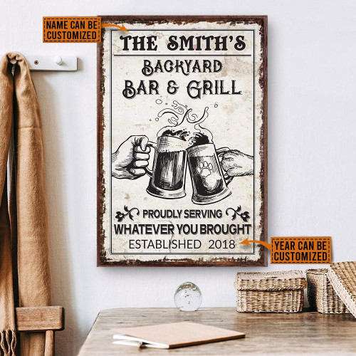 Personalized Bespoke Custom Meaningful Gift Grilling Bar Dog Proudly Serve  Poster Canvas Art, Toptrendygear Framed Matte Canvas Prints