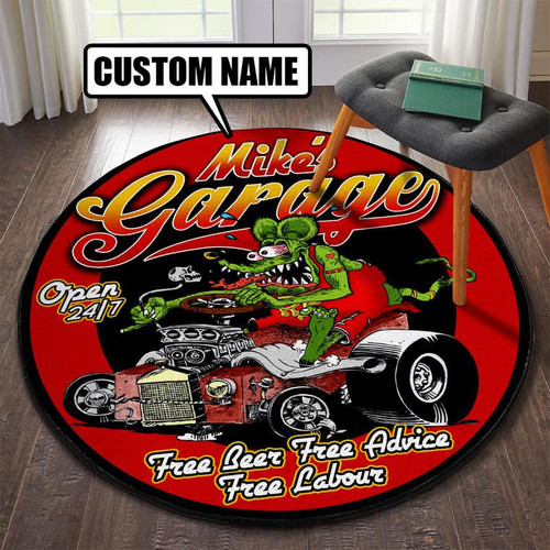 Personalized Dad'S Garage Round Mat Round Floor Mat Room Rugs Carpet Outdoor Rug Washable Rugs