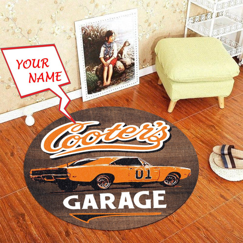 Personalized General Lee The Dukes Of Hazzard Cooter'S Garage Round Mat Living Room Rugs, Bedroom Rugs, Kitchen Rugs