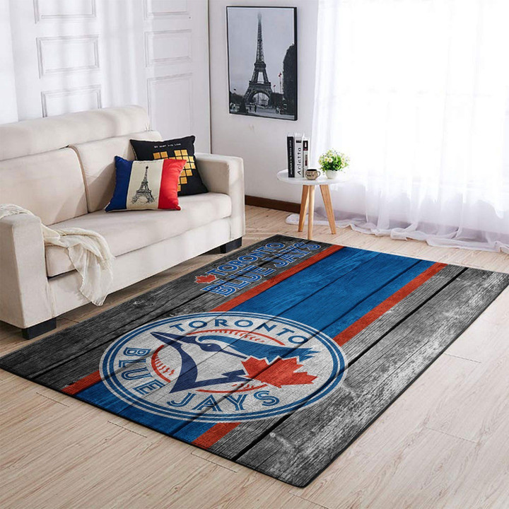Toronto Blue Jays Mlb Team Logo Wooden Style Style Nice Gift Home Decor Rectangle Area Rug Indoor Outdoor Rugs