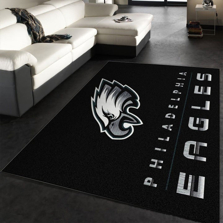 Philadelphia Eagles Imperial Chrome Rug NFL Area Rug Carpet, Kitchen Rug, US Gift Decor Indoor Outdoor Rugs