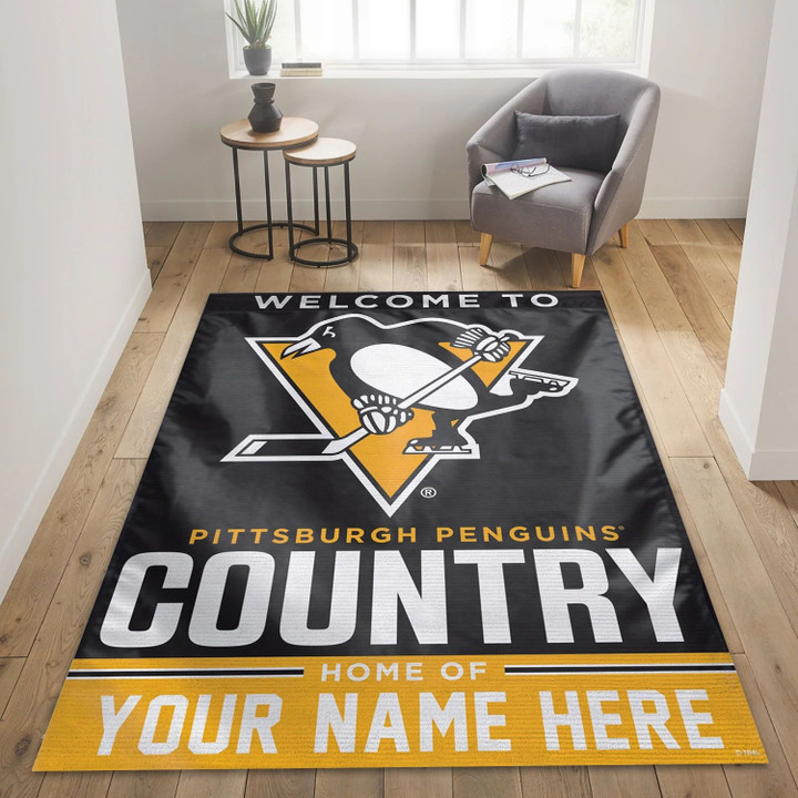 Pittsburgh Penguins Personal NHL Area Rug Carpet, Sport Living Room Rug Home Decor Indoor Outdoor Rugs