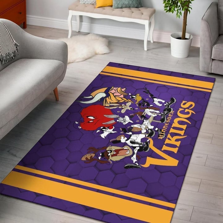 Loony Tunes Vikings Team Rug Area Football Carpet Fan 1 Indoor Outdoor Rugs