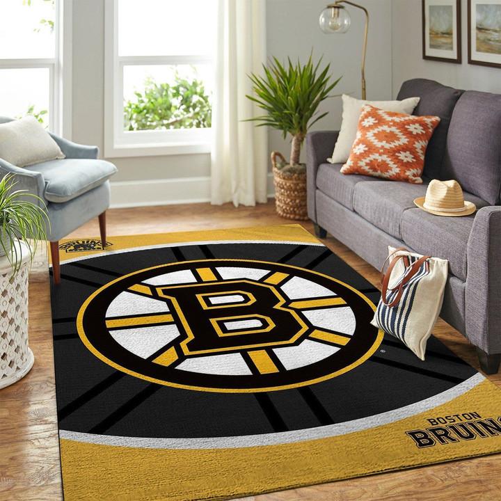 Boston Bruins Nhl Team Logo Style Nice Gift Home Decor Rectangle Area Rug Indoor Outdoor Rugs