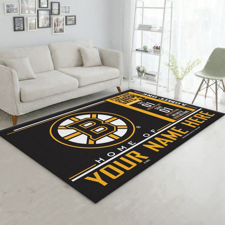 Customizable Boston Bruins Wincraft Personalized NHL Area Rug For Christmas Living Room Rug Halloween Gift Indoor Outdoor Rugs
