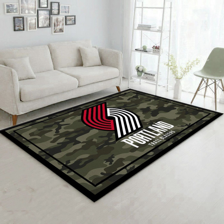 Portland Trailblazers NBA Team Logo Camo Style Rug Room Carpet Custom Area Floor Home Decor Indoor Outdoor Rugs