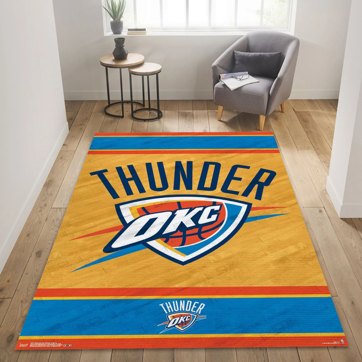 Oklahoma City Thunder NBA Team Logos Area Rug, Living Room Rug US Decor Indoor Outdoor Rugs