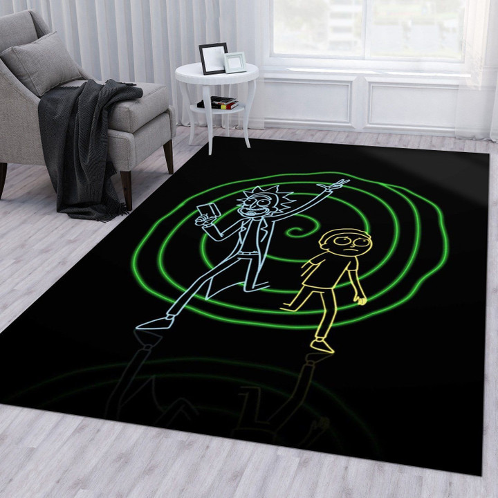Rick And Morty Neon Area Rug For Christmas Living Room Rug Home Decor Floor Decor Indoor Outdoor Rugs