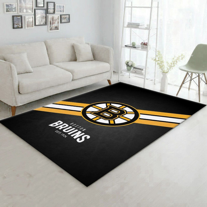 Boston Bruins Logo NHL FN130204 Hockey Area Rug Floor Decor The US Decor Indoor Outdoor Rugs