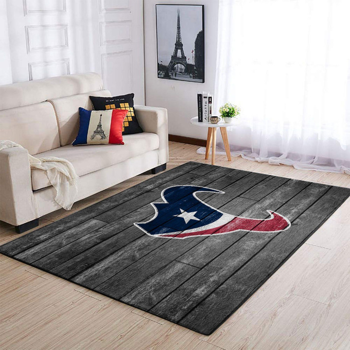 Houston Texans Nfl Team Logo Grey Wooden Style Style Nice Gift Home Decor Rectangle Area Rug Indoor Outdoor Rugs