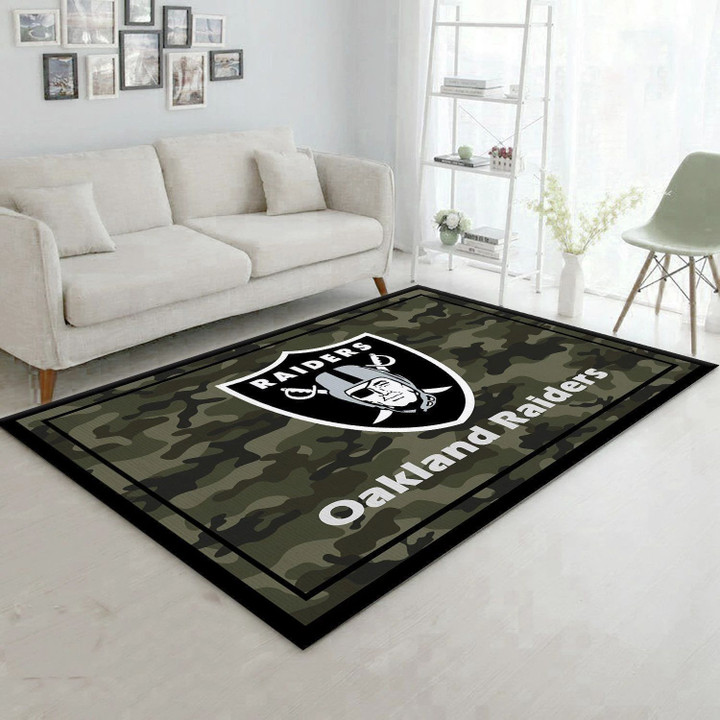 Oakland Raiders NFL Rug Room Carpet Sport Custom Area Floor Home Decor v2 Indoor Outdoor Rugs