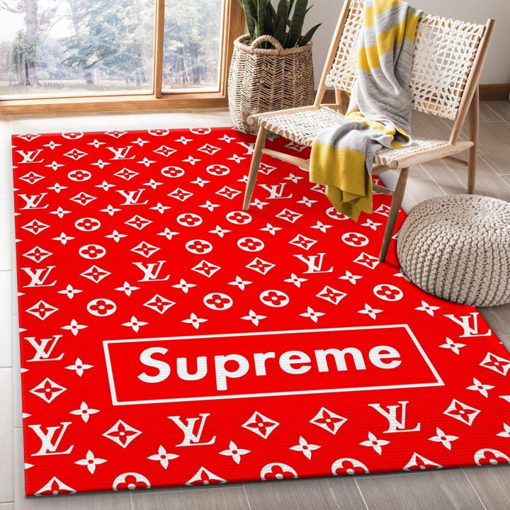 Supreme Lv Red Area Rug Living Room Rug Christmas Gift US Decor Indoor Outdoor Rugs