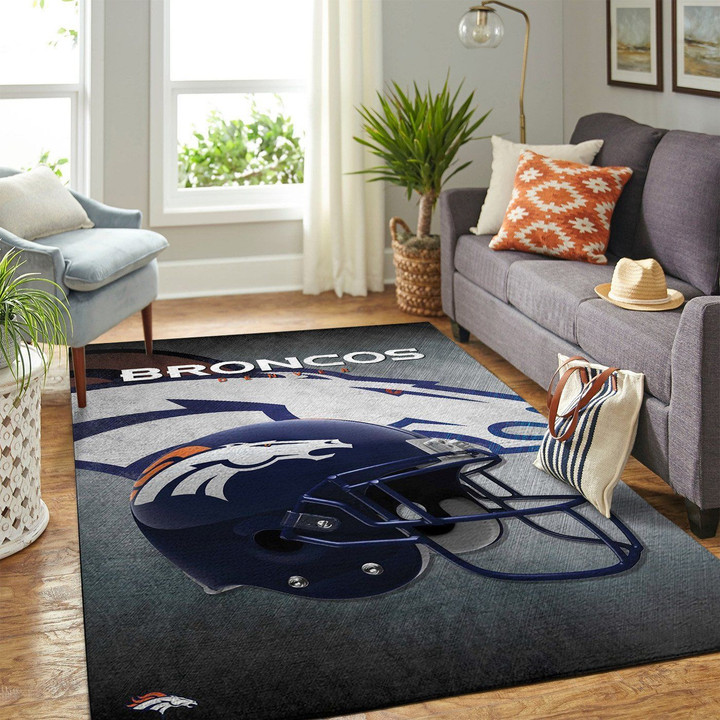 Denver Broncos Nfl Team Logo Helmet Style Nice Gift Home Decor Rectangle Area Rug Indoor Outdoor Rugs
