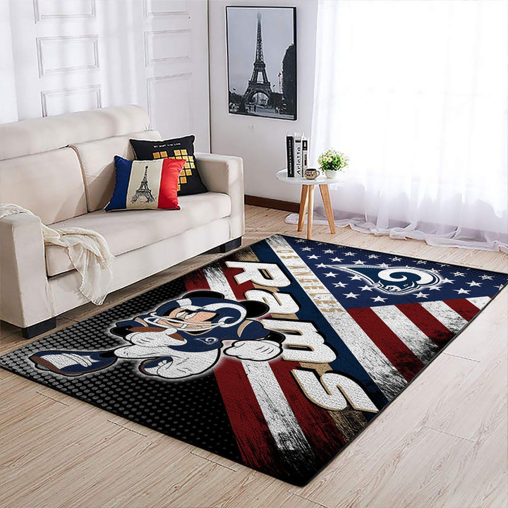Los Angeles Rams Nfl Team Logo Mickey Us Style Nice Gift Home Decor Area Rug Rugs For Living Room Indoor Outdoor Rugs