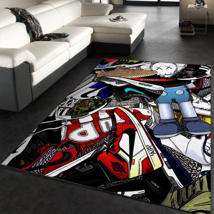 Assorted Jordan Shoes ft Fashion Brand Area Rugs Living Room Rug Christmas Gift US Decor Indoor Outdoor Rugs