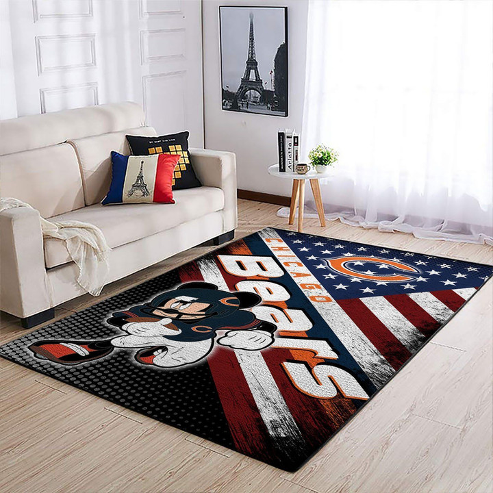 Chicago Bears Nfl Team Logo Mickey Us Style Nice Gift Home Decor Rectangle Area Rug Indoor Outdoor Rugs