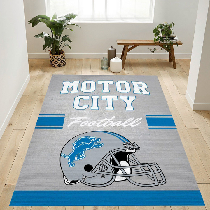Motor City Football Nfl Area Rug Bedroom Rug Home US Decor Indoor Outdoor Rugs