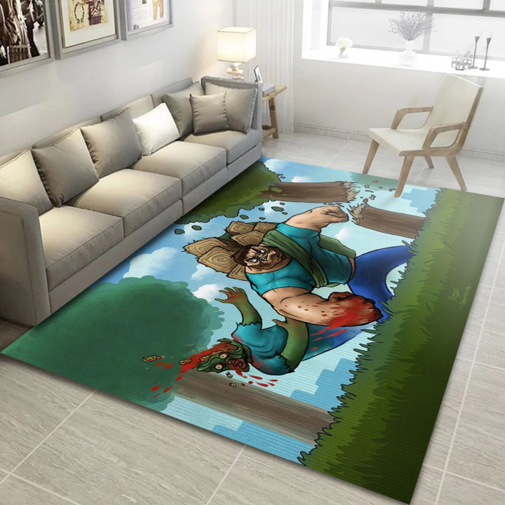 Steve Minecraft Video Game Area Rug Area, Living Room Rug Christmas Gift Decor Indoor Outdoor Rugs
