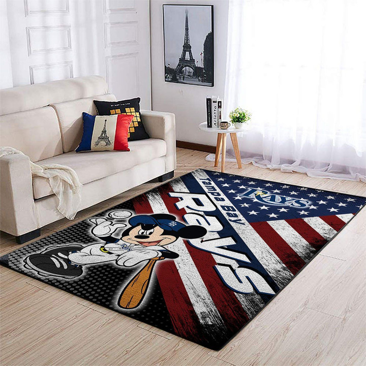 Tampa Bay Rays Mlb Team Logo Mickey Us Style Nice Gift Home Decor Rectangle Area Rug Indoor Outdoor Rugs