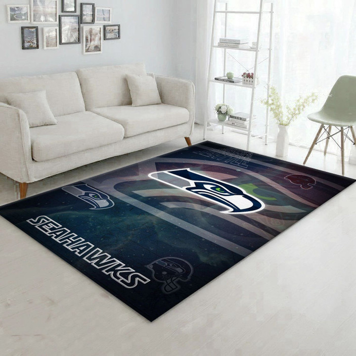 Seattle Seahawks Nfl Logo Area Rug For Gift Bedroom Rug US Gift Decor Indoor Outdoor Rugs