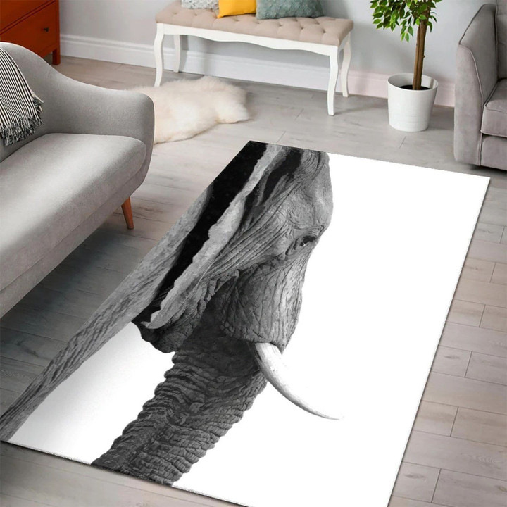 Bw Elephant Profile  Living Room Area Rug, Room Decor, Floor Decor Home Decor Indoor Outdoor Rugs