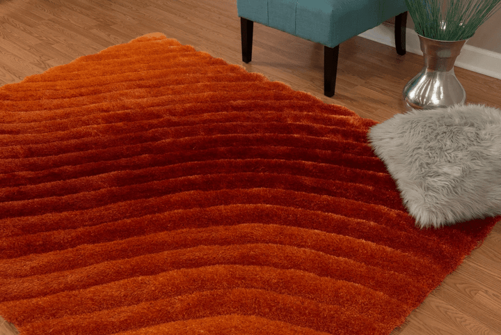 Style Shag - Style Contemporary - Pattern Abstract - Burnt Orange Color - Pile Height 11/4&quot; - Indoor Rugs - 5 x 7 ft. - 4D rugs