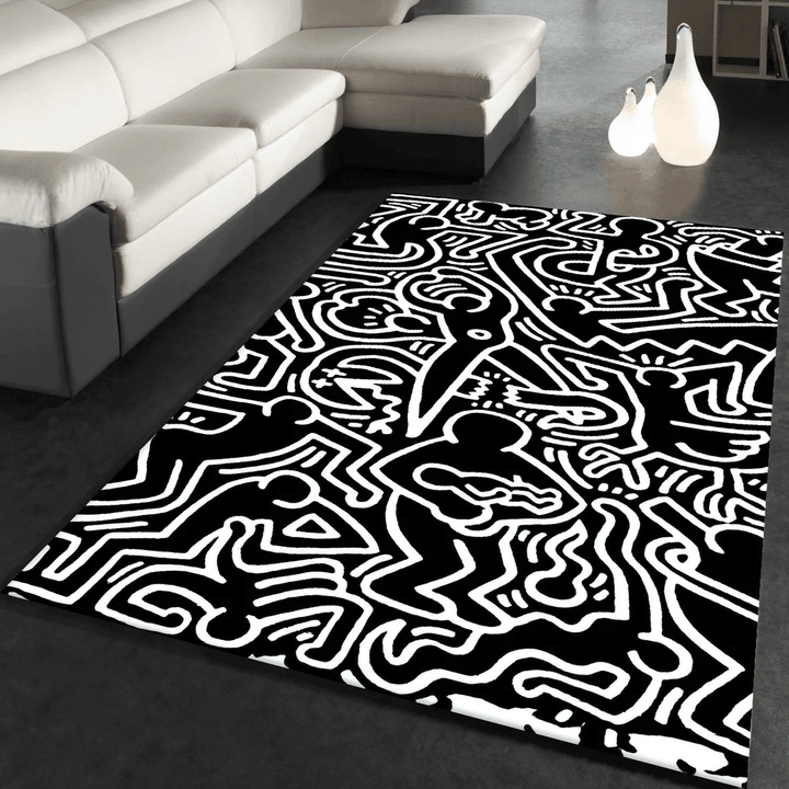 Keith Haring Rug SC 107 Keith Haring Dancing Rug Cool Rug Colorful Rug Popular Rug Themed Rug Living Room Home Decor Gift For Her