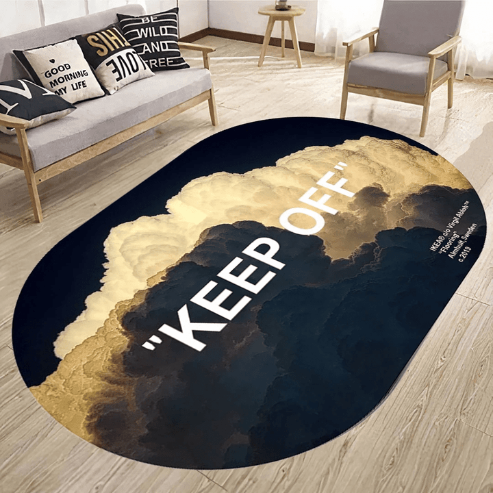 Keep Off Rug Cloudy Decor Personalized Gift Keep Off Pattern Rug Keep Off Oval Rug Green Pattern Oval Home Decor Living Room Rug Area Rug
