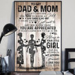 Daughter To Mom Gifts For Dad My And I'll Always Be Your Little Girl Poster Fathers Day Poster Canvas Art, Toptrendygear Framed Matte Canvas Prints