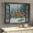 Deer 3D painting snow hunting lover DA0327 TNT Poster Canvas Art, Toptrendygear Framed Matte Canvas Prints