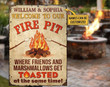 Fire pit metal sign, personalized welcome to our firepit metal Sign, Campfire decor, Friends and marshmallow get toasted, Camp    Without LED 12 inches