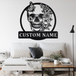 Custom Skull Flower With Butterfly Cut Metal Sign, Personalized Skull Name Sign Decoration For Room, Skull Metal Home Decor, Custom Skull    Without LED 14 inches