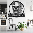 Custom Skull Flower With Butterfly Cut Metal Sign, Personalized Skull Name Sign Decoration For Room, Skull Metal Home Decor, Custom Skull    Without LED 18 inches