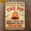 Fire pit metal sign, personalized welcome to our firepit metal Sign, Campfire decor, Friends and marshmallow get toasted, Camp    Without LED 24 inches