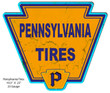 Pennsylvania Tires Laser Cut Out Sign Aged Style 19.5 x 23 inch 22 Gauge Steel Metal Vintage Style Retro Garage Art RG