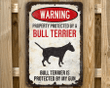 Bull Terrier Sign | Beware of Dog Aluminum Sign | Funny Bull Terrier Decor | Bull Terrier Lovers Gift