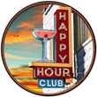 Happy Hour Club Marquis advertising metal sign 2 Sizes nostalgic vintage style home decor wall art LG PS