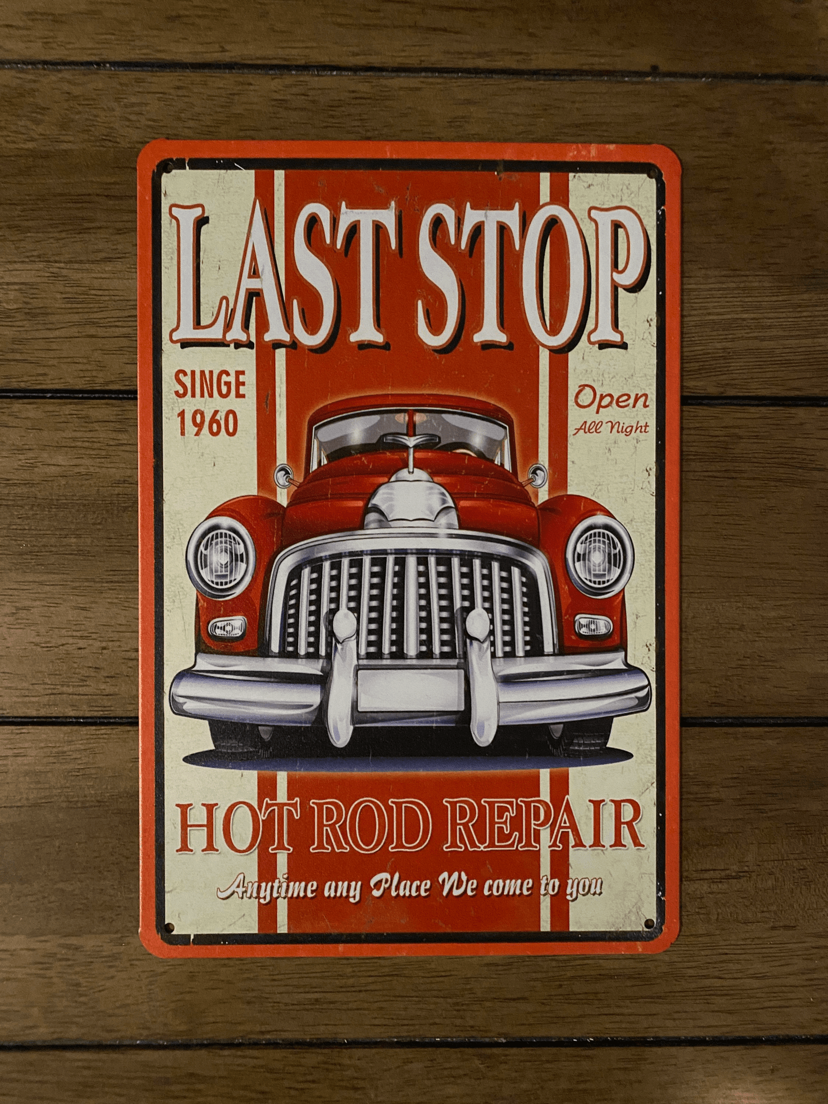 Last Stop Hot Rod Repair Vintage Antique Collectible Tin Sign Metal Wall Decor Garage Man Cave Game Room Bar Fast Shipping