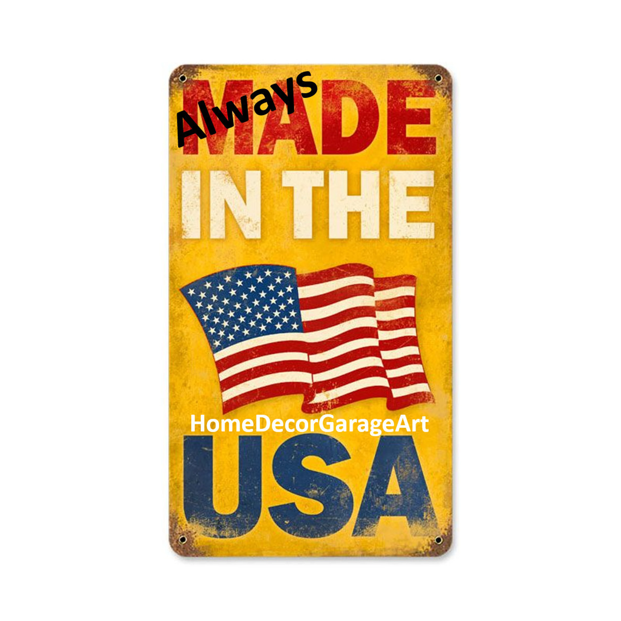 USA Flag United States American Bald Eagle Lazer Cut Shape Metal Sign 23.5 x 14.5 American Made Patriotic Retro Patriotic Wall Decor Art RG
