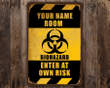Kids Room Biohazard Sign Personalized Funny Metal Sign | Bedroom Sign for Kids