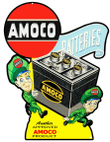 Amoco Batteries Cut Out Metal Sign 15.5x20 inches vintage style retro advertising art wall decor RG
