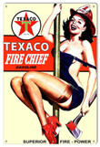 Texaco Fire Chief Pin Up Girl Gasoline  Metal Sign Vintage Style Retro Garage Art RG