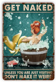 Mermaid Funny Bathroom Vintage Metal Tin Sign