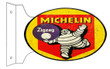 Michelin Zigzag Tires Metal Sign Oval Double Sided with Flange , Vintage Style Retro Garage Art RG