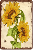Metal Tin Sign Sunflower & Bee