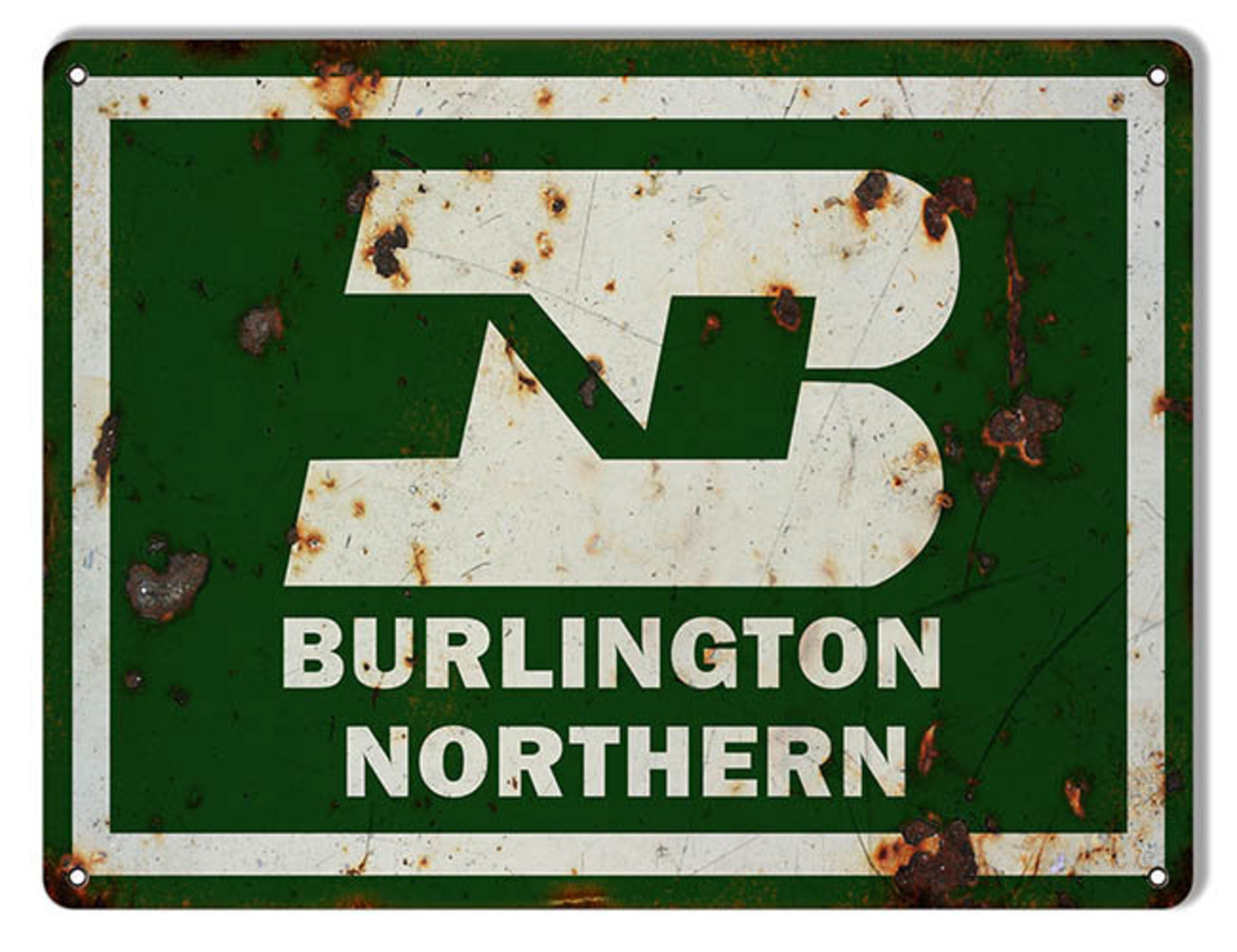 Burlington Northern Railroad Sign  Aged or New Styles Aluminum Metal Sign Vintage Style Retro Home Decor Garage Art RG