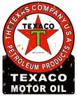 Texaco Motor Oil Cut Out Metal Sign 16 x 20 Inch Metal Sign Aged OR New Style Vintage Style Retro Garage Art